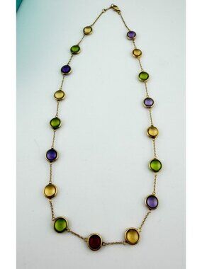 Tiffany & Co. Dot Gemstone Cabochon Necklace Paloma Picasso 16in 8.6g Gold